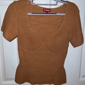 STAUD Buxton Rib Knit T shirt